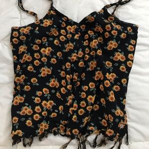 SUNFLOWER FRINGE TANK TOP
